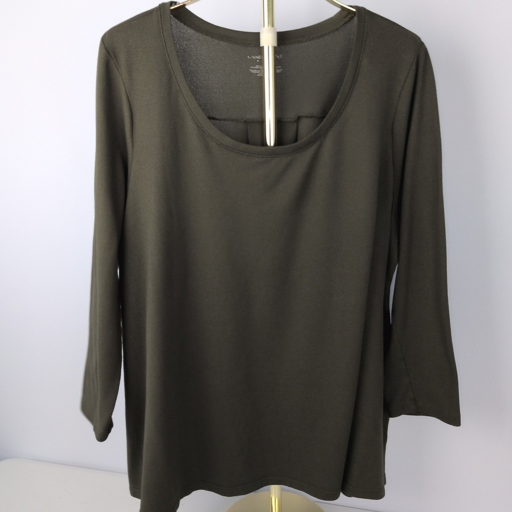 Lane Bryant Women 14/16 French Terry Olive Green Long Sleeve Stretch Tunic Top